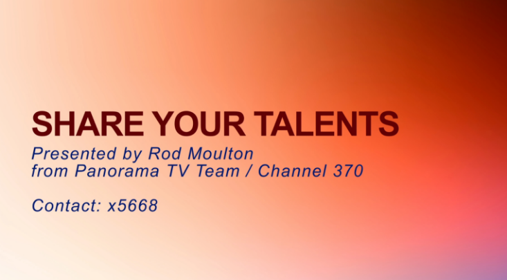 Thumbnail image for Share Your Talents! - Panorama TV Camera Operator - March 21, 2026